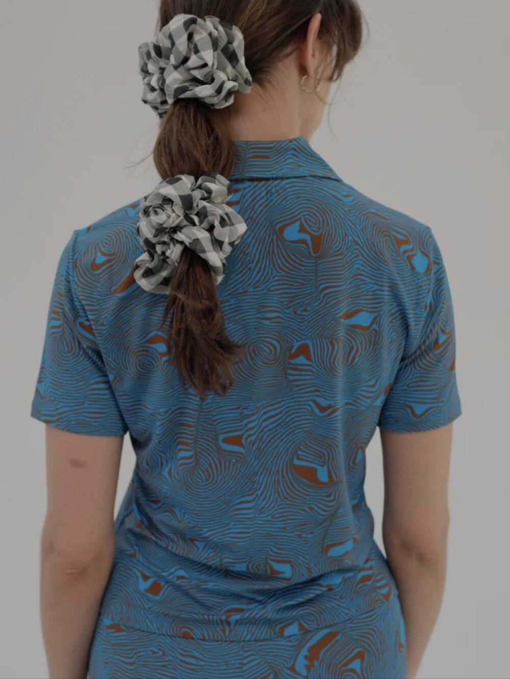Paloma Wool• The ReginaTeal & Brown Abstract Mosaic Psychedelic Button-Up. Sz S - Picture 2 of 7